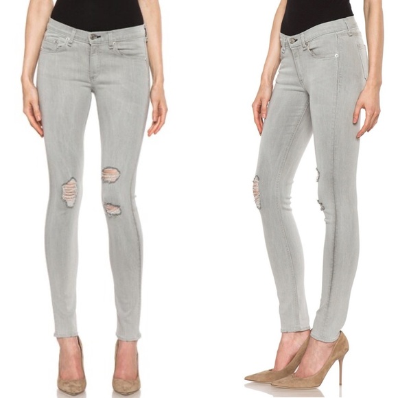 Rag & Bone Skinny Surrey Gray Distressed Skinny Mid Rise Stretch Celeb USA 27 - Picture 3 of 12